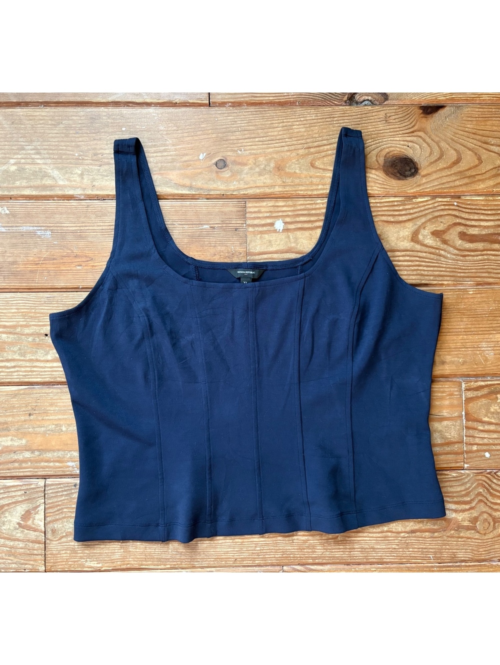 Banana Republic Scuba Corset Tank Top Navy XL